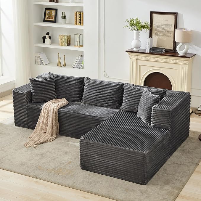 Hetoy Oversized L Shape Modular Sofa, Soft Modular Sectional Couch