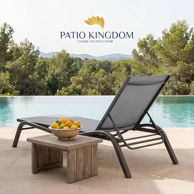 Adjustable Patio Chaise Lounge Chair, Outdoor Pool Lounger