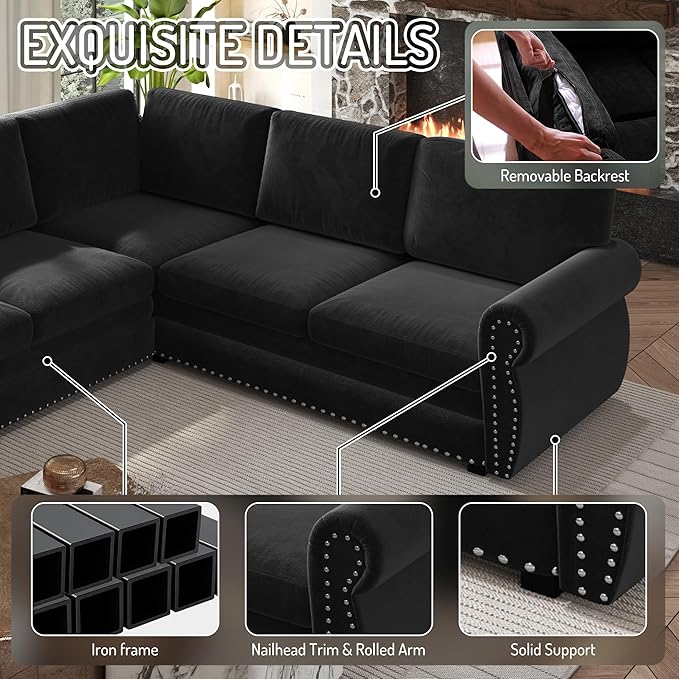 118" L-Shaped Sleeper Couch Bed
