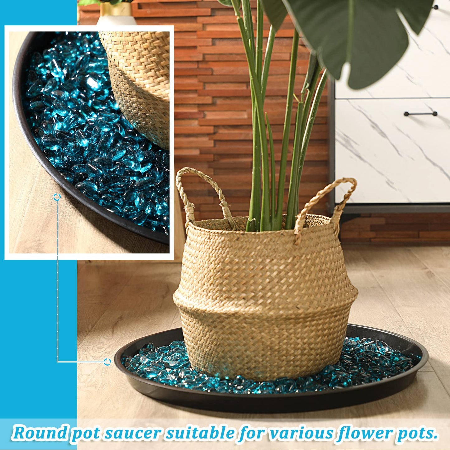 Eccliy 10 Packs 23 Inch Plastic Large Plant Saucers Heavy Duty Planter Trays Jumbo Flower Pot Saucers Plastic Water Trays for Indoors and Outdoors