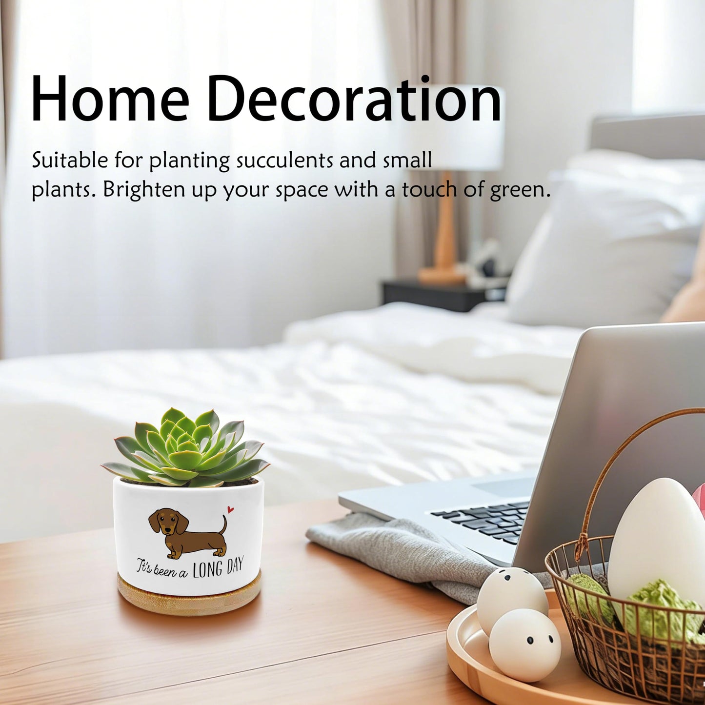 EVIHCG Funny Dachshund Dog Planter Pots, Dachshund Gifts for Women Men, Weiner Doxie Dog Lover Gifts Ceramic Succulent Plant Flower Planters for Home Office Desk Table Shelf(No Plants)