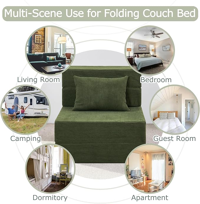 Folding Sofa Bed, 4 in 1 Convertible Sleeper Chair