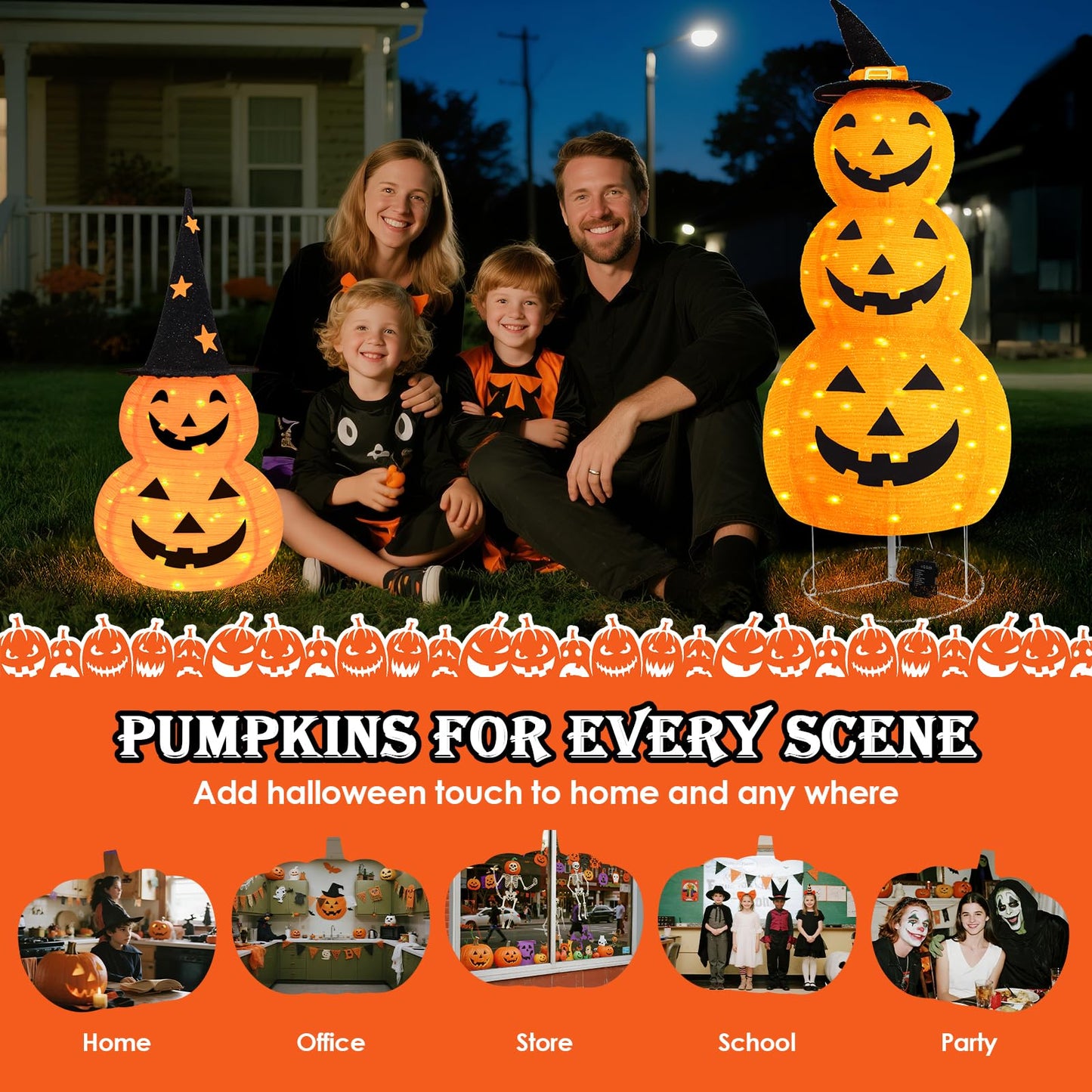 Halloween Pumpkin Decorations, Battery Operated Pre-Lit Collapsible Jack-o-Lantern with 100 LED & 8 Modes, Pop Up Pumpkin Decor for Indoor Outdoor Yard, Party, Halloween Fall Holiday