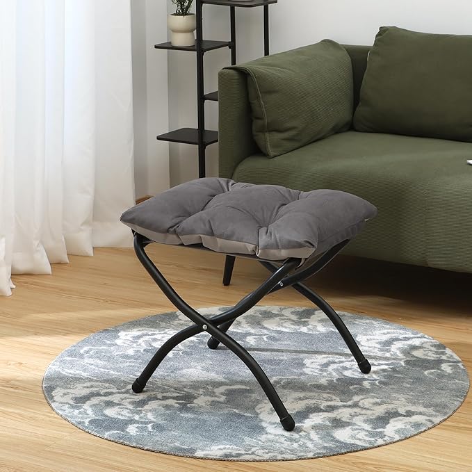 15" Folding Ottoman, Foldable Footrest Stool, Portable Small Foot Stool