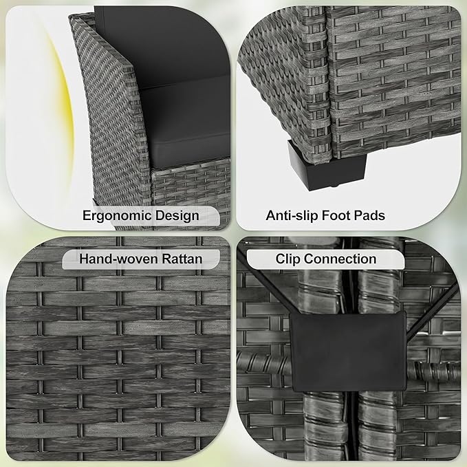 LOUVIXA 7 Pieces Patio Furniture Set, Outdoor Patio Furniture, Wicker