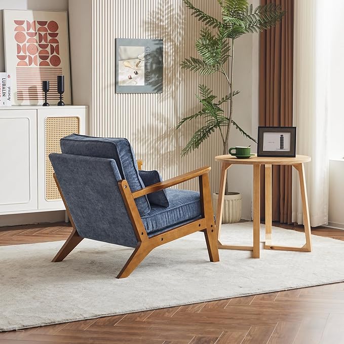 Karl home Accent Chair Wide Armrest Mid-Century Lounge Chair Chenille Armchair