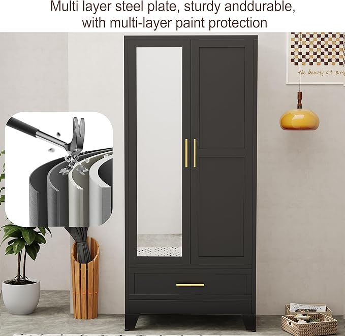 erosoei 71" H Metal Armoire Wardrobe Closet