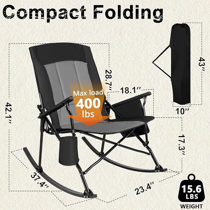 Romswi 2 Pack High Back Portable Rocking Chair