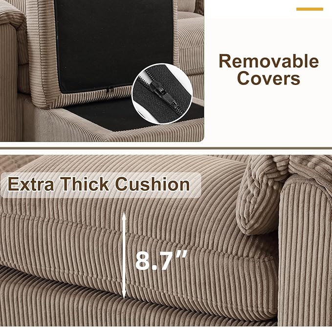 HAOMARKETS Corduroy Sofa Set, Upholstered Armchair