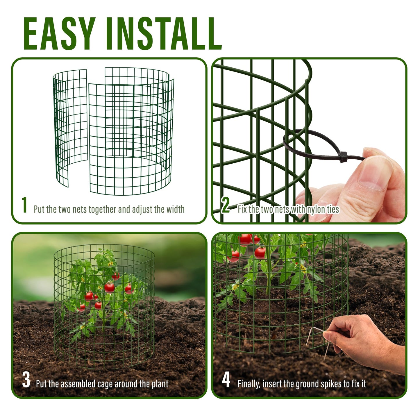 Warmfarm 9 Pics DIY Metal Plant Protectors from Deer, Garden Fencing Animal Barrier Size 11.8 * 15.7 inches, Mesh Plant Cage Chicken Wire Cloche for Plants with Stakes and Nylon Cables