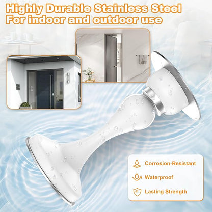 Crosize Magnetic Door Stoppers 4 Pack, Stainless Steel Door Stops for Wall and Floor Mounting, Door Holder Keep Door Open, No Drilling Door Stop with Adhesive Tapes, White