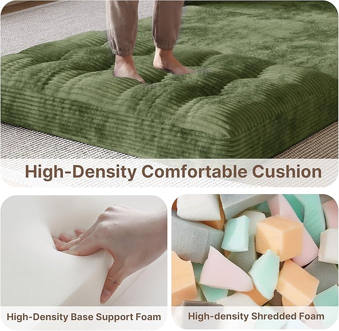 Gizoon Convertible Futon Sofa Bed, Aesthetic Portable Corduroy Sleeper Sofa
