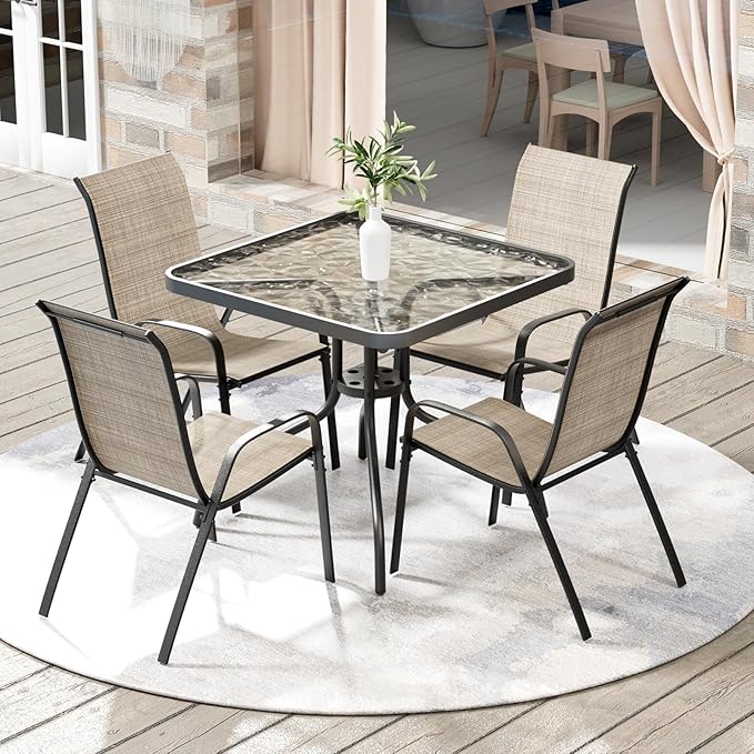 Arlopu 5 Piece Outdoor Patio Dining Set, Porch Furniture
