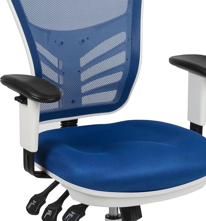 Flash Furniture Nicholas Mid-Back Blue Mesh Multifunction Executive Swivel