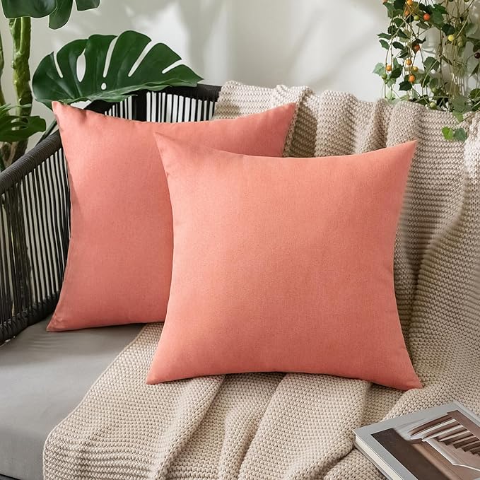 MIULEE Pack of 2 Decorative Outdoor Solid Waterproof Throw Pillow Covers Spring