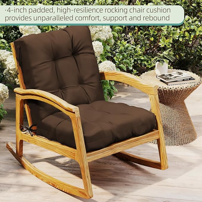 Outdoor Chair Cushions Set of 2, High Back Soft Seat Pad