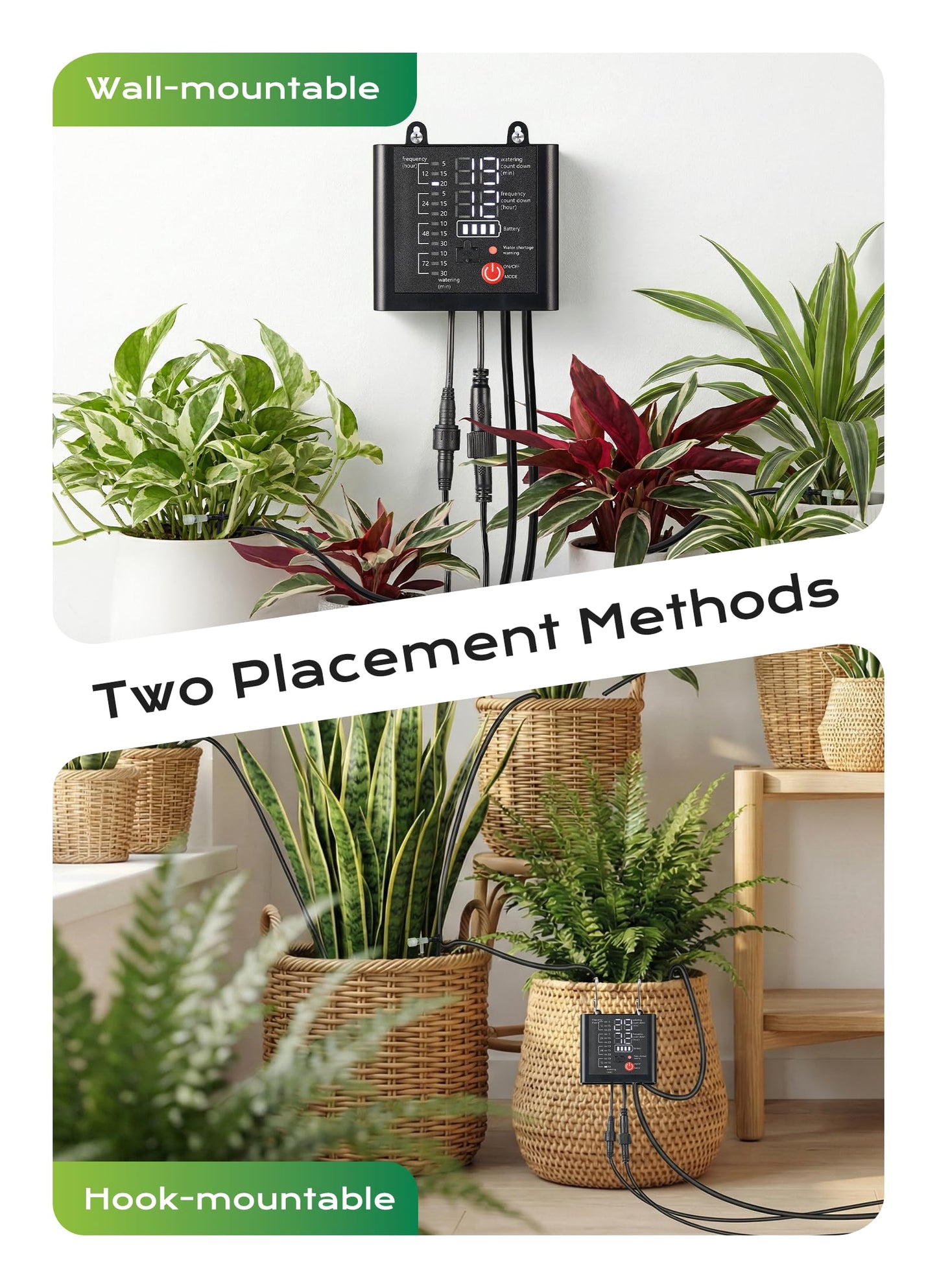 Solar Drip Irrigation System with USB Charging, 49FT Outdoor Indoor Plant Watering Devices for 15 Potted Plants, Automatic Watering System IP44 Waterproof 2200mAh for Garden Farm Greenhouse(Black)