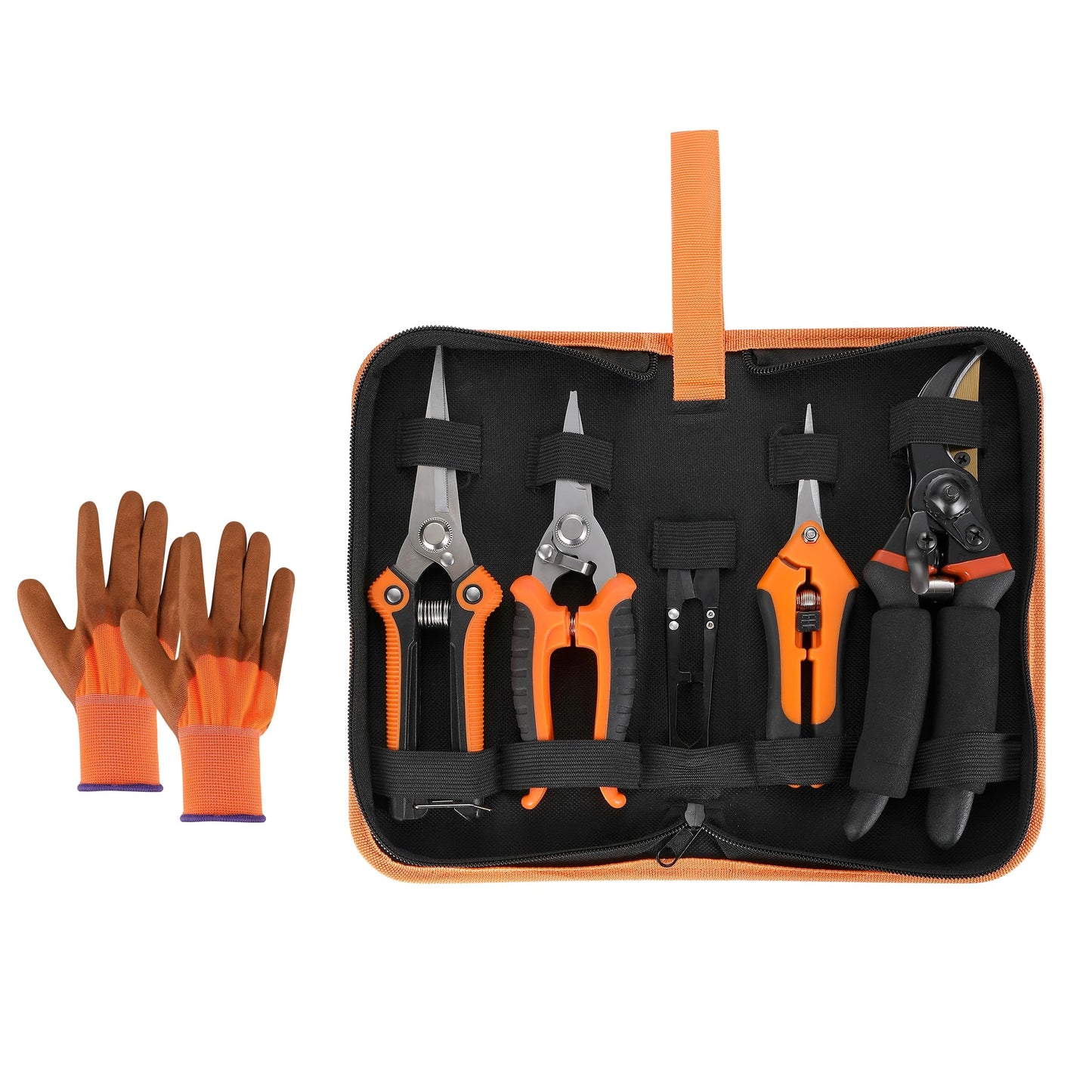 5 pack Garden Pruning Shears Stainless Steel Blades, Handheld Scissors Set with Gardening Gloves,Heavy Duty Garden Bypass Pruning Shears,Tree Trimmers Secateurs, Hand Pruner (Classic)