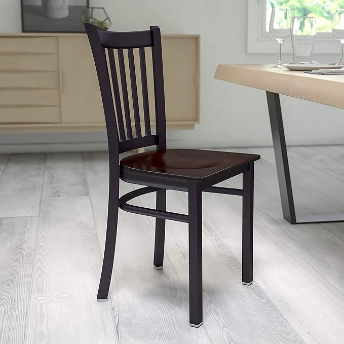 Flash Furniture HERCULES Series Black Vertical Back Metal Restaurant Chair