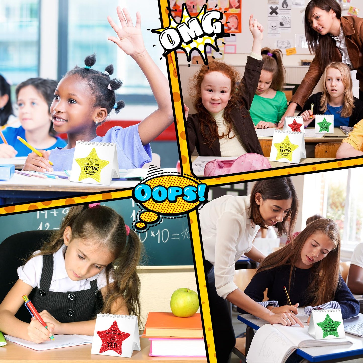 Chivertion 36 Pcs I Need Help Mini Flip Charts Star Classroom Management Need Tools Behavior Self Assessment Cards for Teachers School Educational and Learning Activities Supplies(Novel Style)