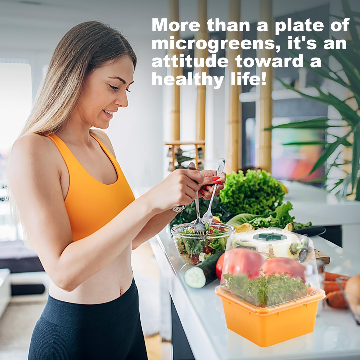 Microgreen Growing Trays, 5" x 5" Sprouting Tray with Humidity Dome, 1.2 mm Small Mesh Holes, BPA Free, Sprouter Kit for Growing Mirco Seeds, Like Broccoli, Alfalfa, Radish, Clover - 4 Pack | Colorful