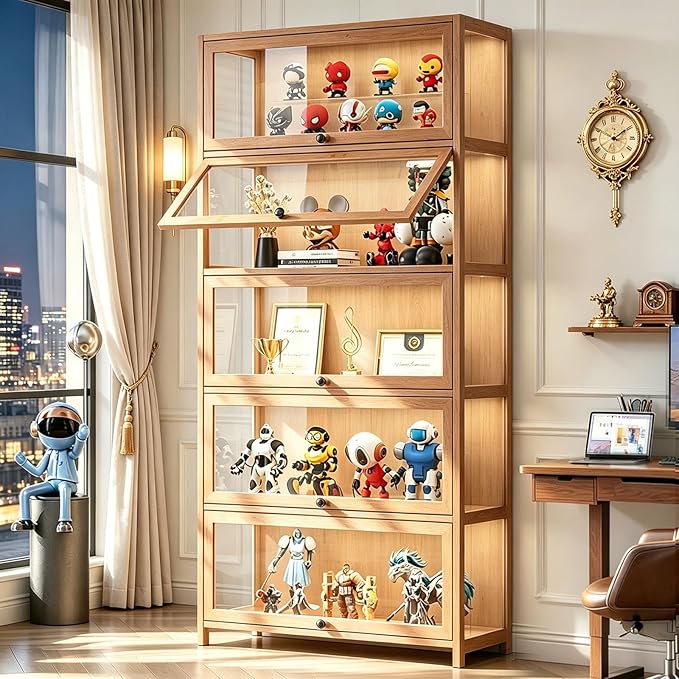 Display Cabinet with Acrylic Glass Doors 67.7'' Tall Curio Cabinet