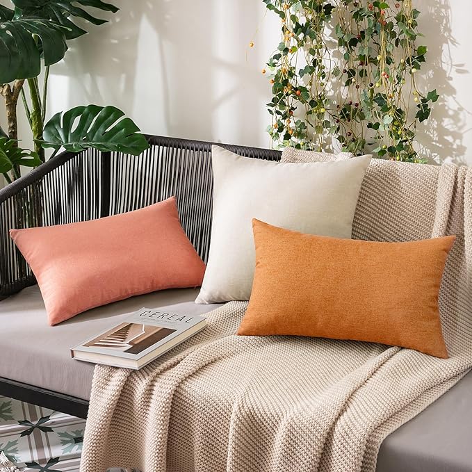 MIULEE Pack of 2 Decorative Outdoor Solid Waterproof Throw Pillow Covers Spring