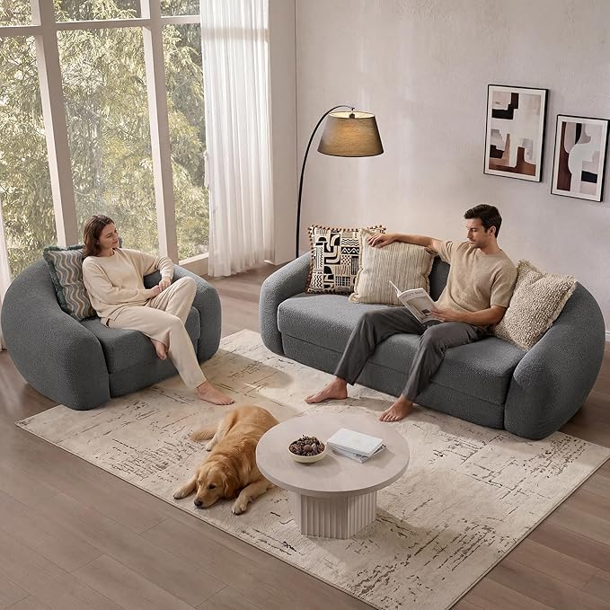 SICOTAS 49.9" Curved Convertible Sofa Couch Bed