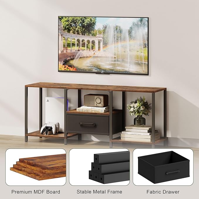 JARHETUN TV Stand with Fabric Drawer