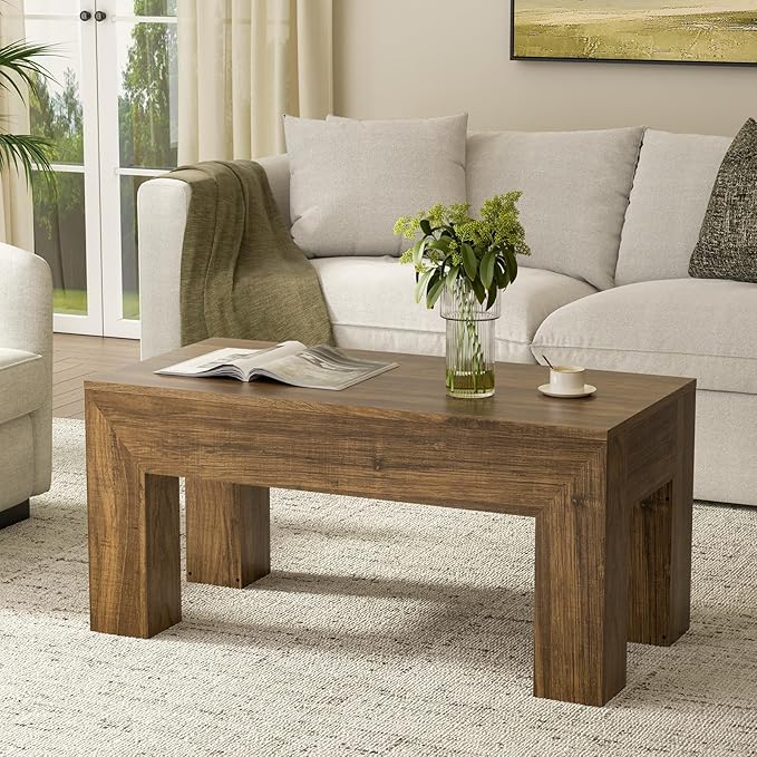 FABATO 41.7'' Lift Top Coffee Table, Wooden Rectangle Coffee Table
