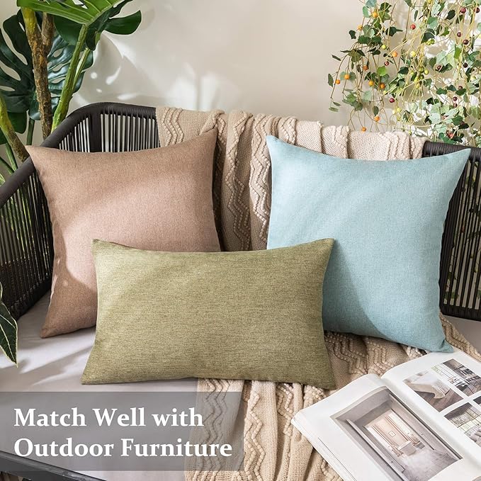 MIULEE Pack of 2 Decorative Outdoor Solid Waterproof Throw Pillow Covers Euro