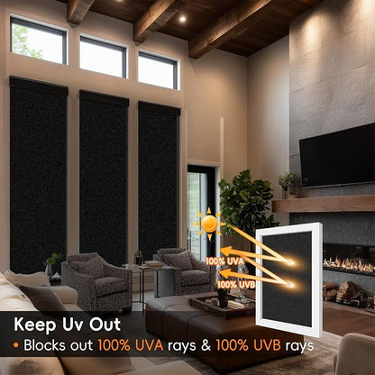 Blackout Window Privacy Film, Removable Window Cover Static Cling, Darkening Light Heat Blocking, Window Tint for Home Garage Bedroom Day Sleep, Black 47.2 Inch * 157.4 Inch