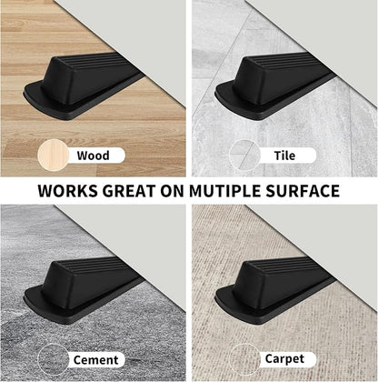Door Stoppers, 4 Pack Premium Rubber Door Stoppers for Bottom of Door Security Rubber, Door Stopper Wedge for Carpet Heavy Duty Door