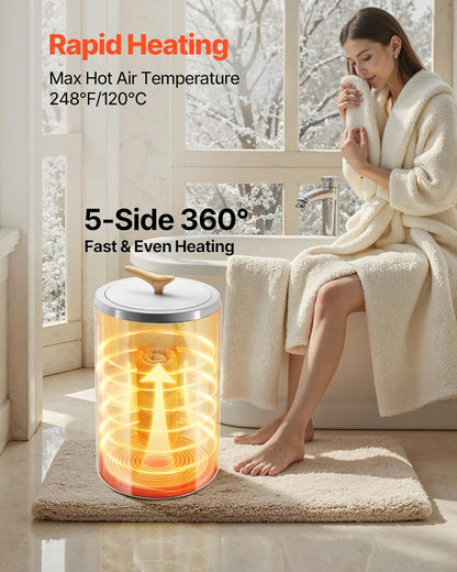 VEVOR Towel Warmers for Bathroom, Towel Warmer Bucket Auto Shut Off for Spa Fits up to 3 Oversized Towels, Blankets, Clothes, Bathrobes, PJ's and More