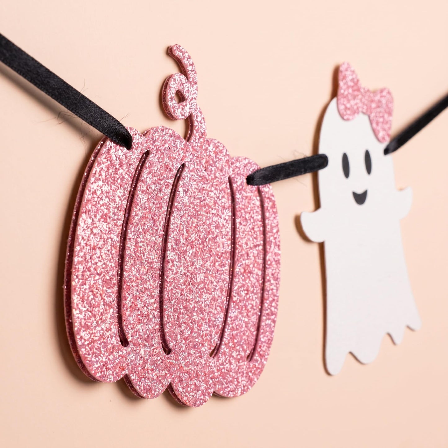 Pink Black Halloween Birthday Decorations, Cute Spooky Happy Birthday Banner with Ghost Pumpkin Bat Spider Garland, Halloween Party Supplies with Cake Toppers for Girls Birthday Party