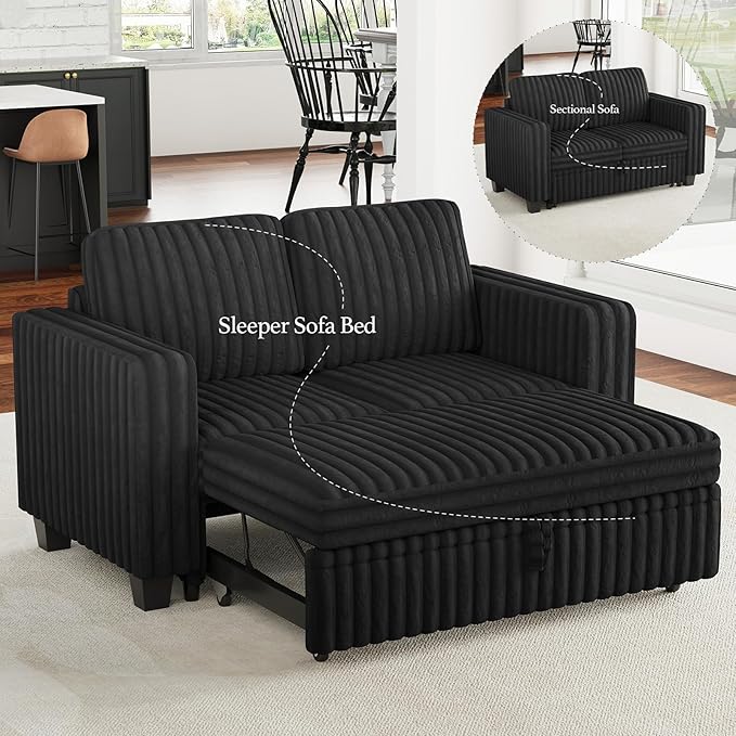 Belffin Corduroy Sectional Sleeper Sofa