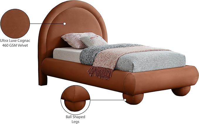 Meridian Furniture MadridCognac-T Madrid Collection Art Deco Twin Bed
