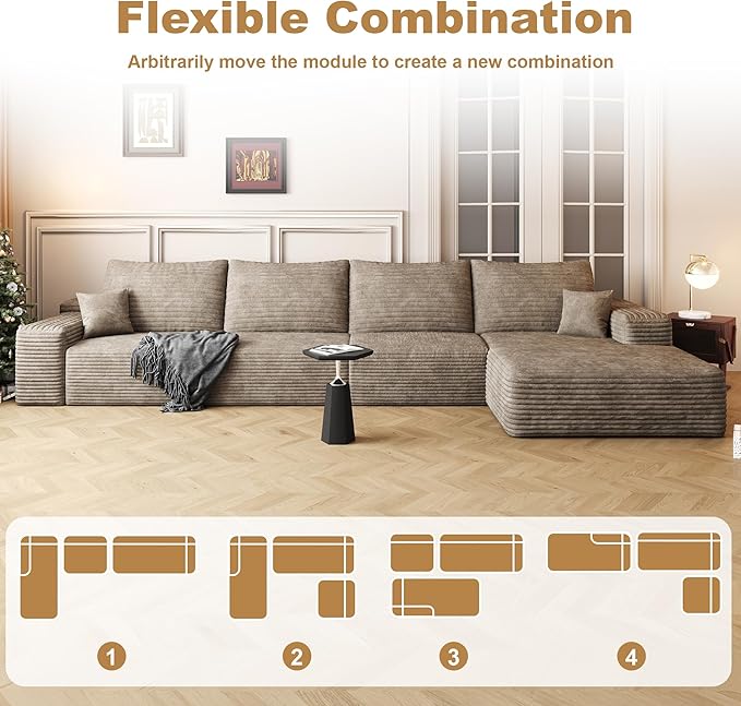 136" Sectional Couches for Living Room Cloud Couch Sofa