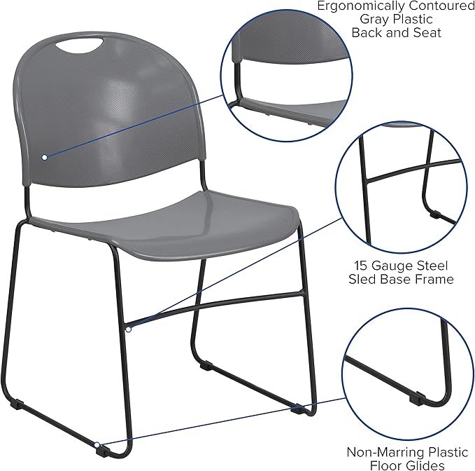 Flash Furniture 4 Pack HERCULES Series 880 lb. Capacity Gray Ultra-Compact