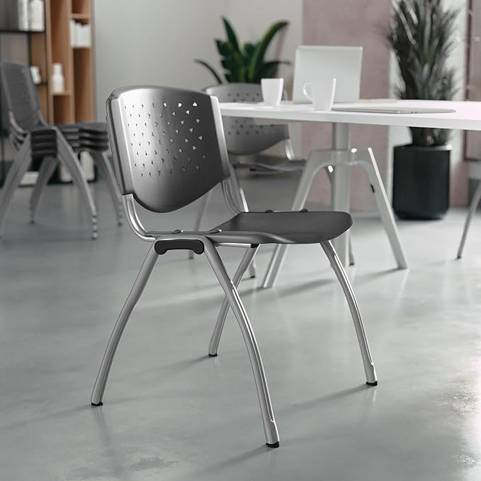 Flash Furniture HERCULES Series 880 lb. Capacity Gray Plastic Stack Chair