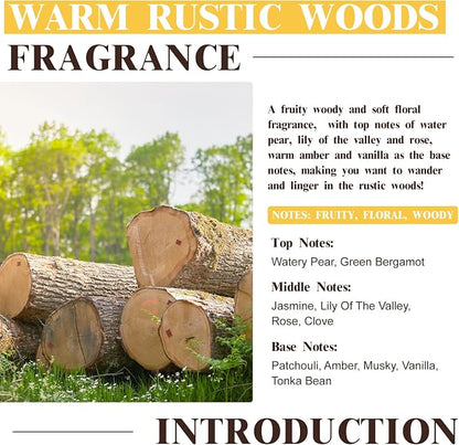 EUQEE Warm Rustic Woods Fragrance Oil Premium Fragrance Essential Oil 60ml with Glass Dropper for Diffuser, DIY Soap, Candle Making(2.02 Fl oz)