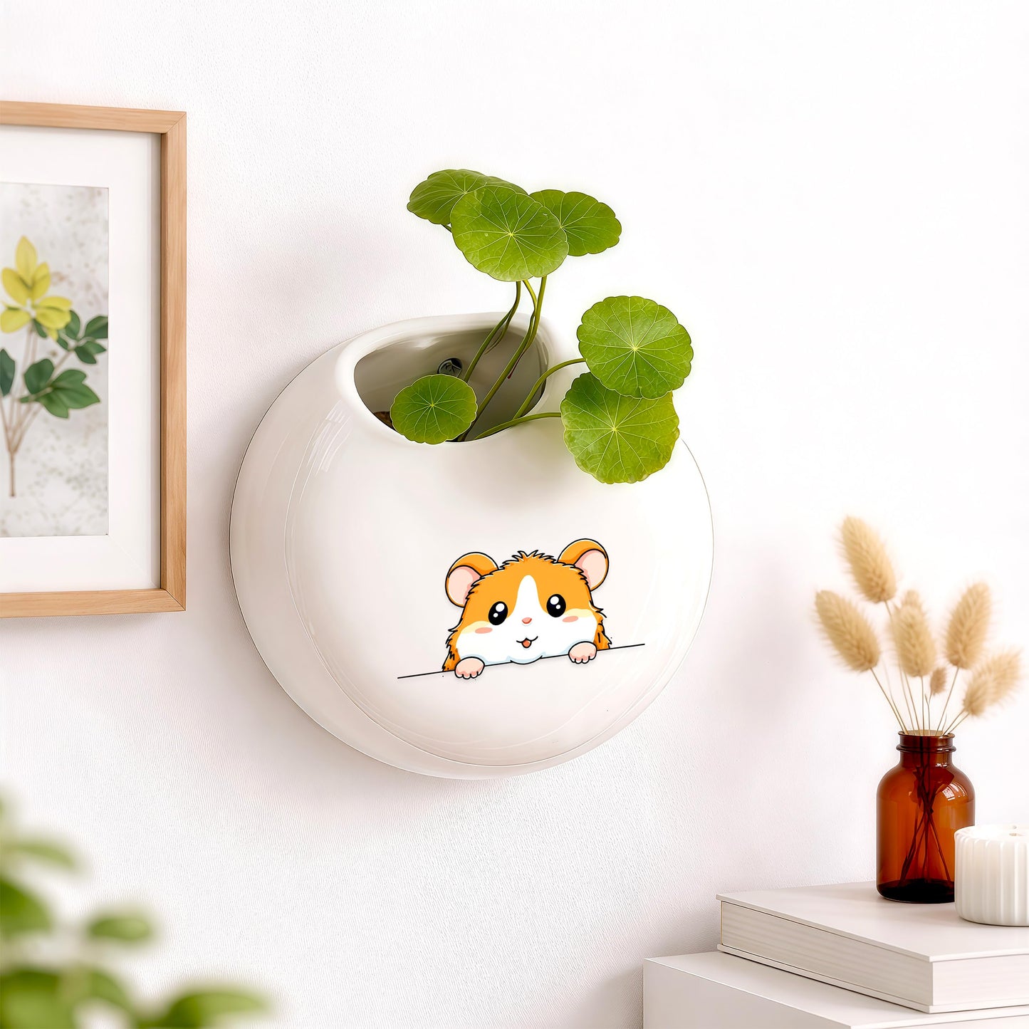 BJDAMAI Hamster Small Wall Planters for Indoor Outdoor Pots Ceramic, Gifts for Women Teens Girls Kids, Hamster Lovers Themed Gifts Decor Stuff Things Items!