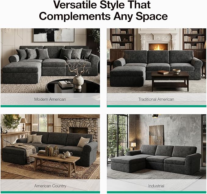 Novilla 138" Modular Sectional Sofa, Modular Sectional Couches