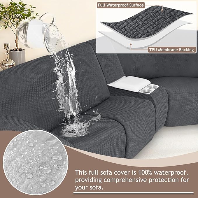 ALIECOM 100% Waterproof Recliner Sectional Couch Covers L Shape Stretch Corner