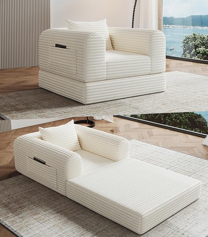 SYFERLORY Versatile 2 in1 Armchair Accent Chair Couch Convertible Boneless
