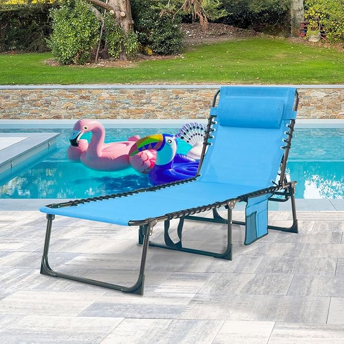 Patio Lounge Chair Folding Chaise Bed