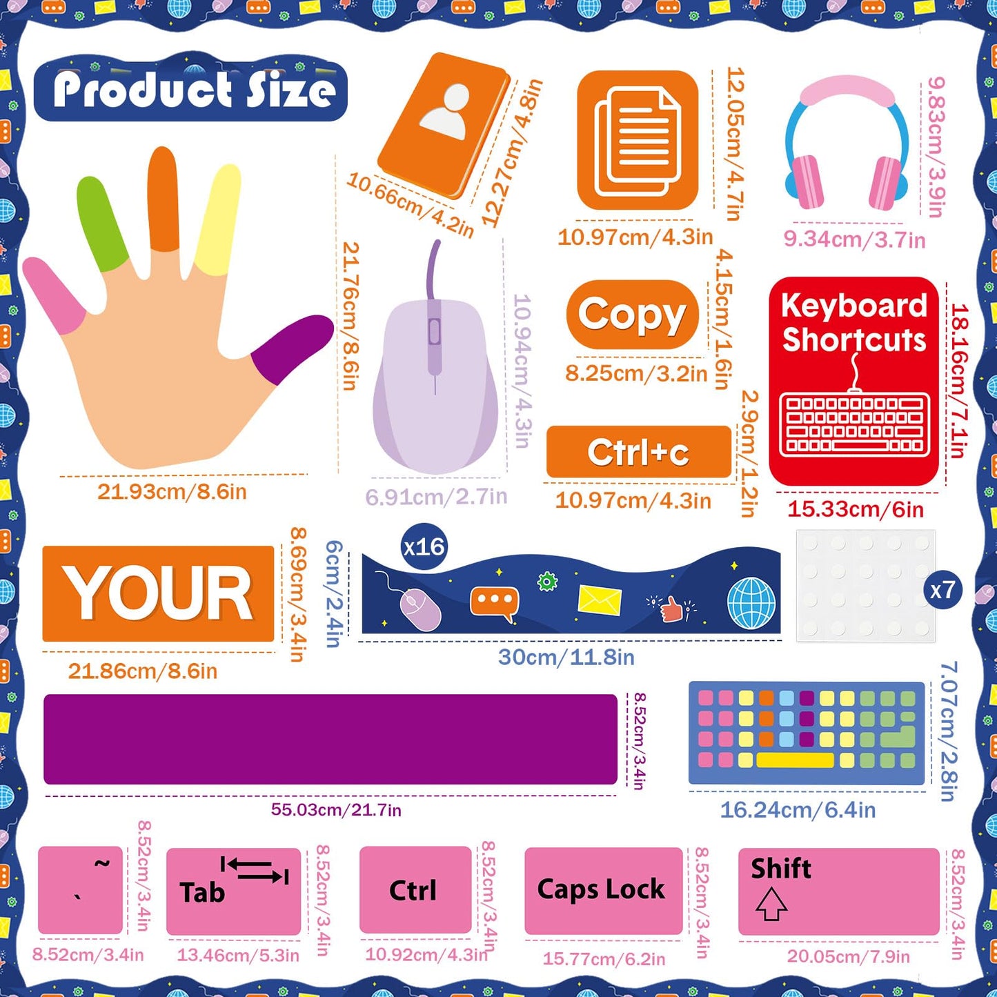 Computer Keyboard Bulletin Board Set Keyboard Shortcuts Classroom Decorations Inspirational Technology Education Paper Cutouts Computer Lab Bulletin Board for Back to School Office Teacher Supplies