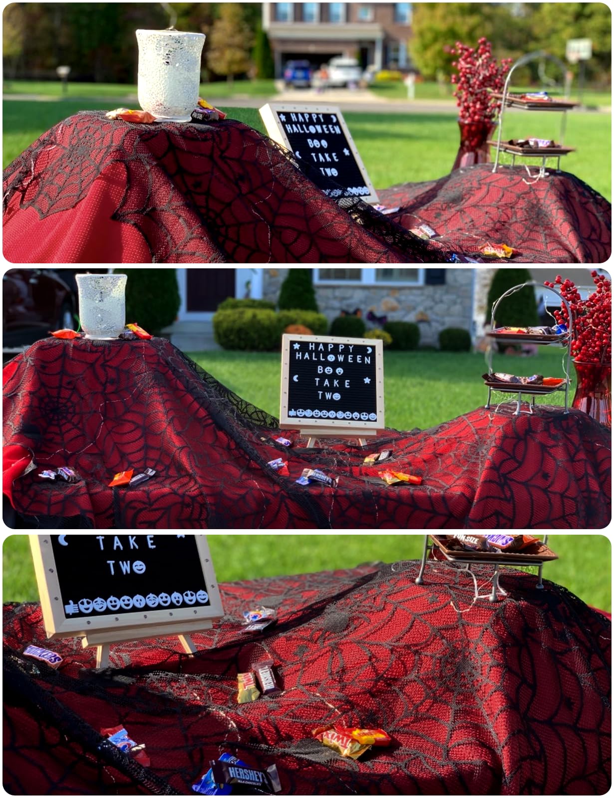 Halloween Table Cloth, Black Spider Web Lace Tablecloth for Rectangle Tables, Gothic Halloween Decor for Masquerade, Scary Movie Nights, Dinner Party Table Decorations 54 x 72 inch