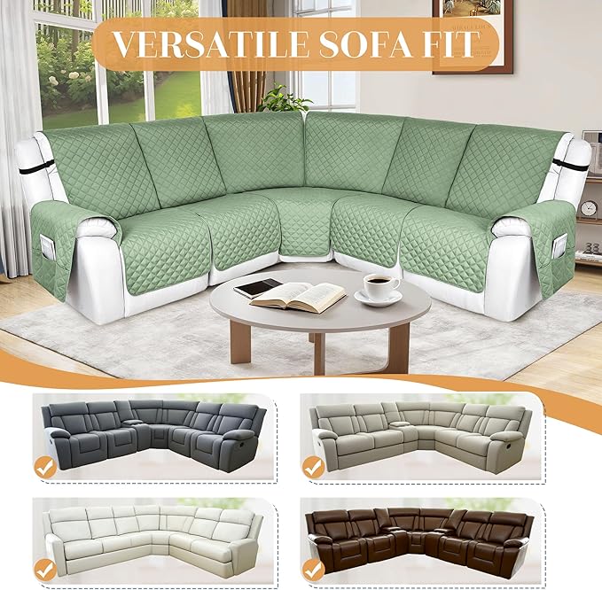 HDCAXKJ 100% Waterproof Reclining Sectional Couch Covers L Shape Recliner Sofa