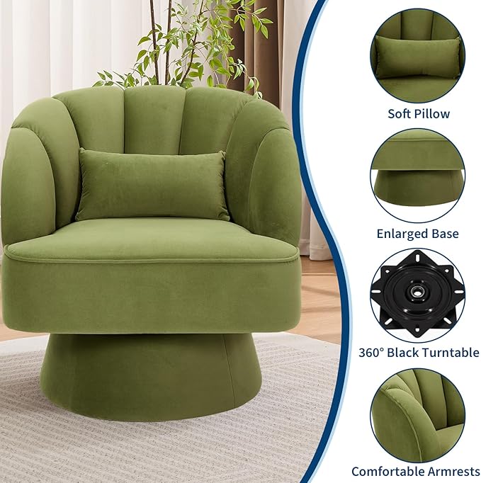 Garvee Ultra-Plush Swivel Accent Chair, 360° Barrel Lounge Chair